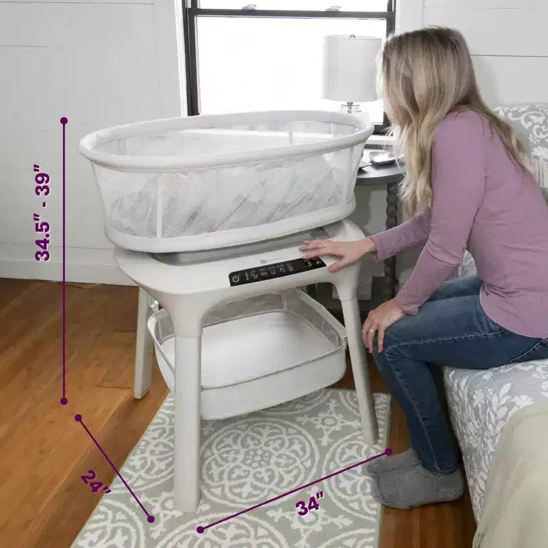 Smart Sleep Bassinet – Adjustable Height, 25lb Capacity, Includes Mattress & Fitted Sheet