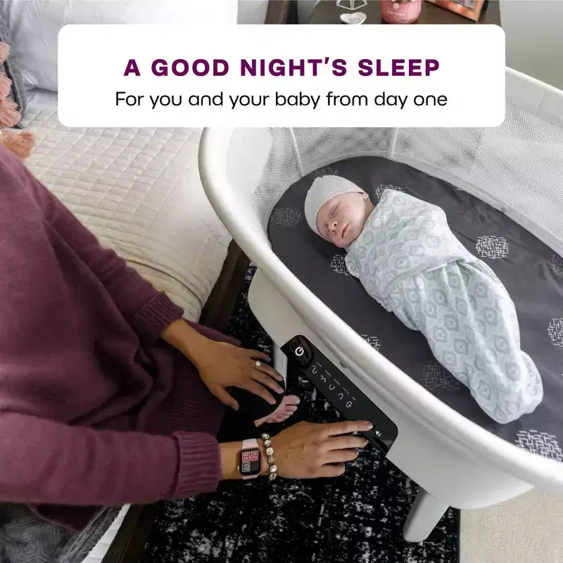 Smart Sleep Bassinet – Adjustable Height, 25lb Capacity, Includes Mattress & Fitted Sheet
