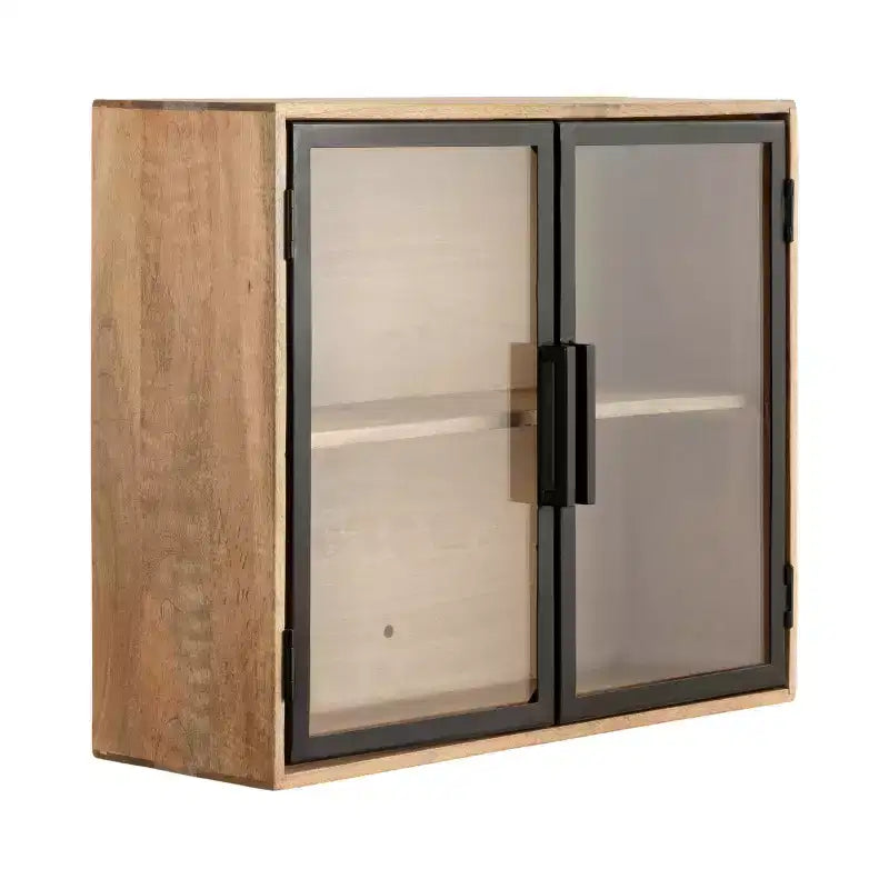 Kate & Laurel All Things Decor 24" Brogan Wood and Glass Wall Cabinet Natural