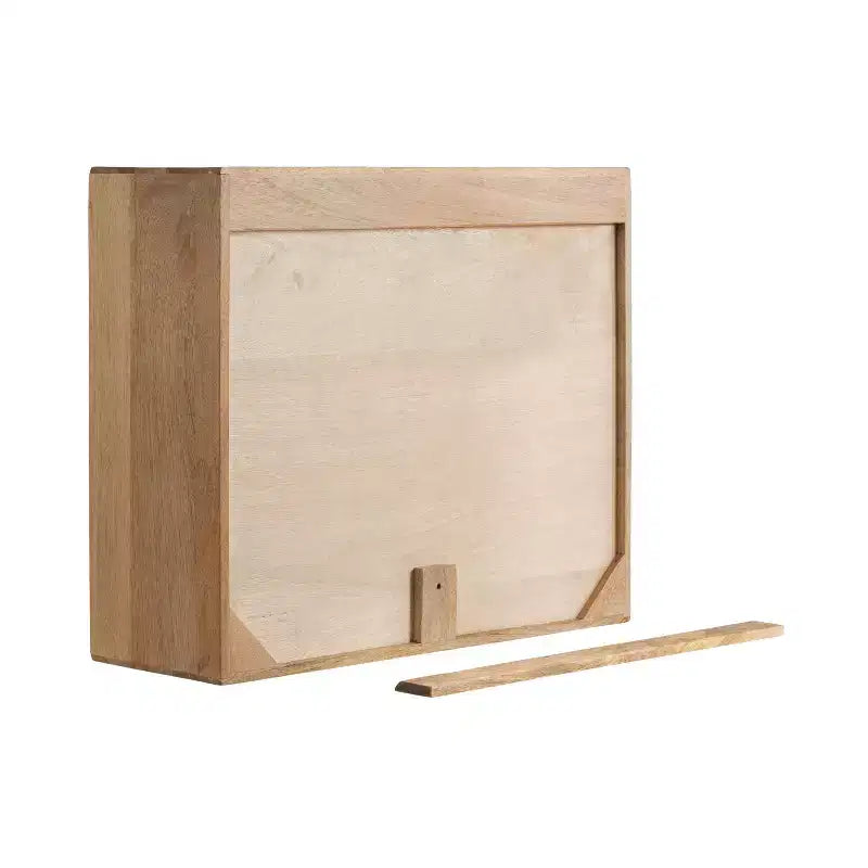 24'' Wood & Glass Wall Cabinet – Natural Finish Display Storage