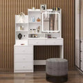 Okak Makeup Vanity with Sliding Mirror, Dressing Table with 6 Drawers & Storage Shelves for Bedroom