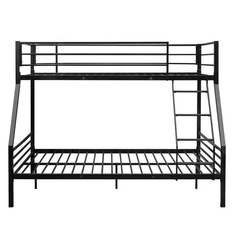 Karl Home Black Bunk Bed Twin Over Full Size for Kids Teens Adults/Flat Steps/Heavy Duty Metal Slat
