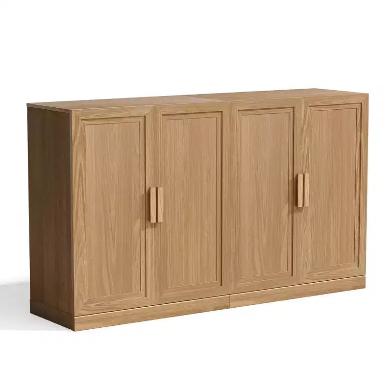67x31x16'' Black Wood Accent Sideboard Cabinet with Glass Doors & Adjustable Shelves