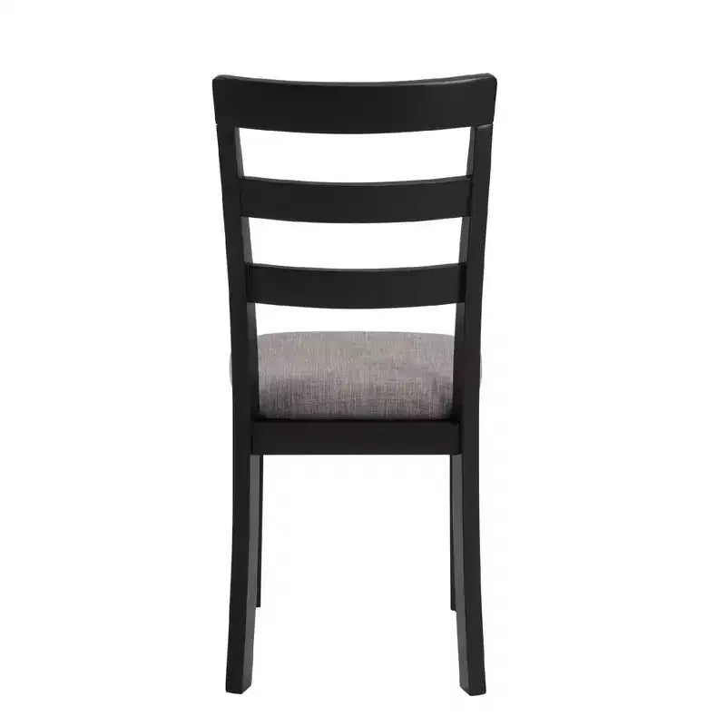 Black Wooden Kitchen Chairs with Wood Legs & Nonslip Pads – Armless, Set of 2
