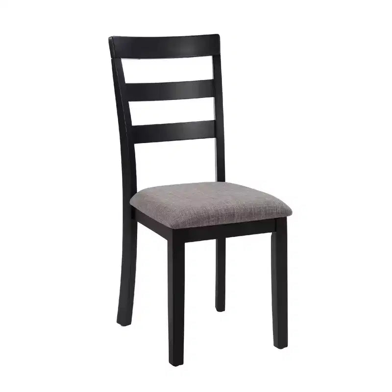 Black Wooden Kitchen Chairs with Wood Legs & Nonslip Pads – Armless, Set of 2