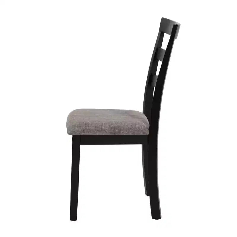 Black Wooden Kitchen Chairs with Wood Legs & Nonslip Pads – Armless, Set of 2