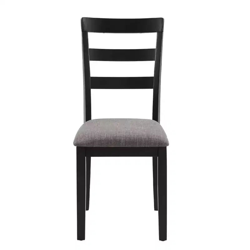 Black Wooden Kitchen Chairs with Wood Legs & Nonslip Pads – Armless, Set of 2