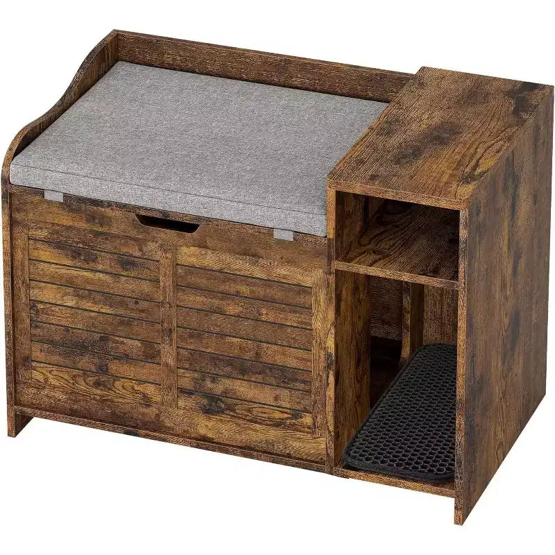 Litter Box Enclosure with Top Opening with Cushion, Cat Litter Box Furniture Hidden, Litter Box Hidden, Cat House, Privacy Cat Litter Box Cabinet