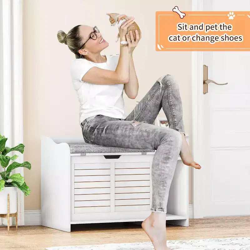 Litter Box Enclosure with Top Opening with Cushion, Cat Litter Box Furniture Hidden, Litter Box Hidden, Cat House, Privacy Cat Litter Box Cabinet