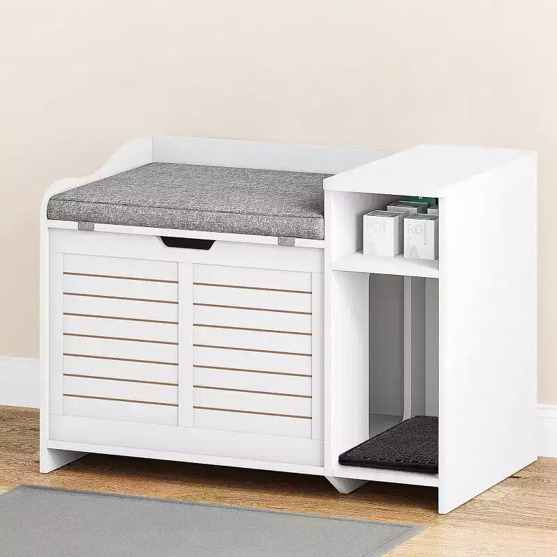 Litter Box Enclosure with Top Opening with Cushion, Cat Litter Box Furniture Hidden, Litter Box Hidden, Cat House, Privacy Cat Litter Box Cabinet