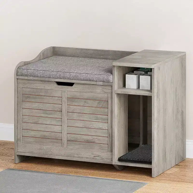 Litter Box Enclosure with Top Opening with Cushion, Cat Litter Box Furniture Hidden, Litter Box Hidden, Cat House, Privacy Cat Litter Box Cabinet