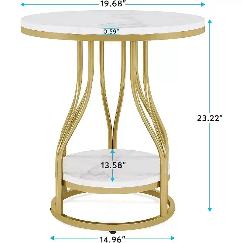 2-Tier Round Side Table with Storage – Modern Metal Frame Nightstand & End Table