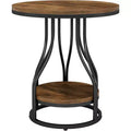 2-Tier Round Side Table with Storage – Modern Metal Frame Nightstand & End Table