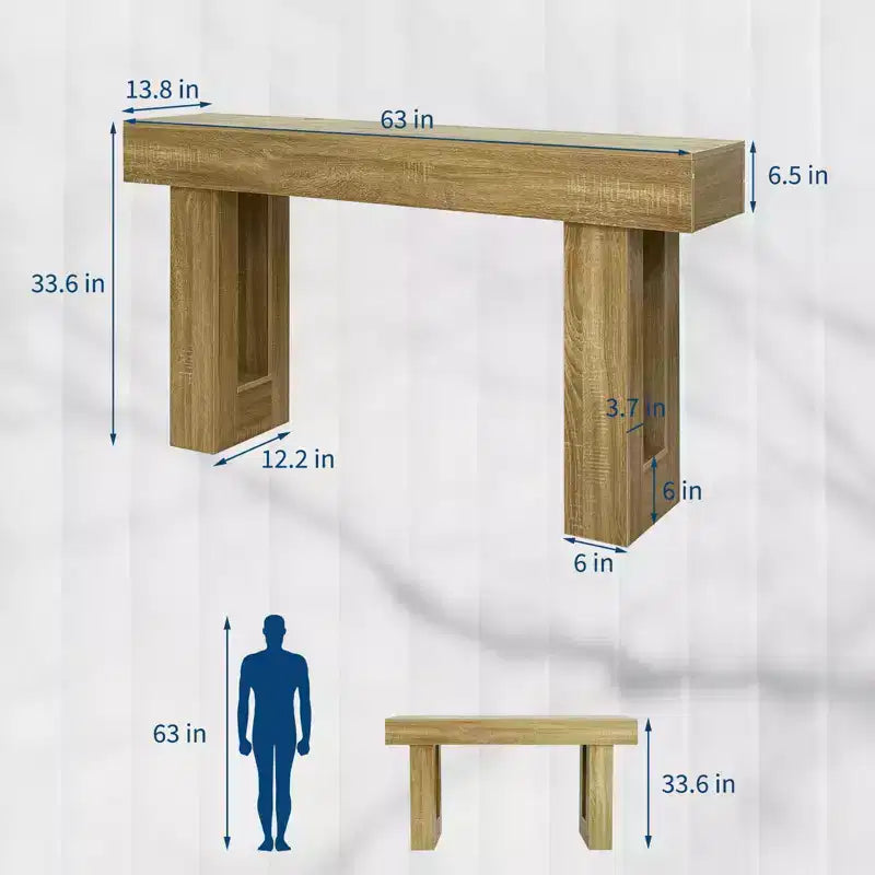 Console Table 63 po pour entrée, Table de canapé étroite en bois derrière le canapé, Table d'entrée rectangulaire pour foyer, Table console de canapé