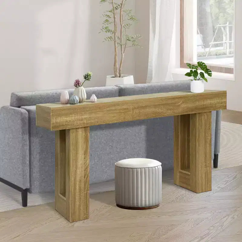 Console Table 63 po pour entrée, Table de canapé étroite en bois derrière le canapé, Table d'entrée rectangulaire pour foyer, Table console de canapé