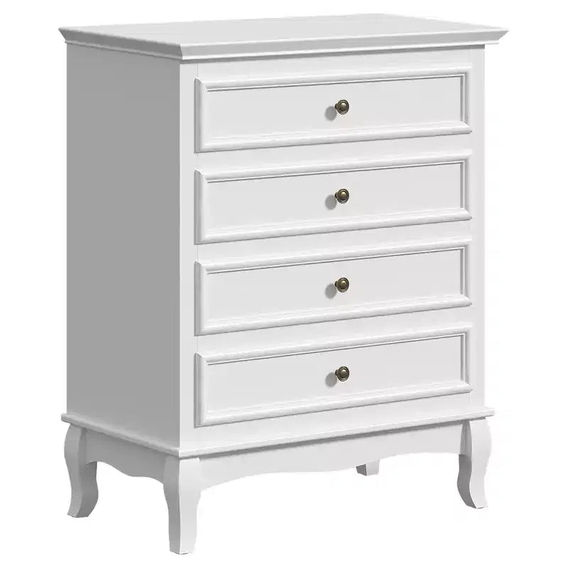 RoyalCraft 4 Drawer Dresser Modern Wooden Chest with Storage, Ball Bearing Slides for Bedroom, Closet, Living Room, or Entryway, White