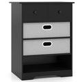 Costway 4-Drawer Dresser Modern Chest Storage Organizer with Open Shelves Anti-Tip Kits White/Black
