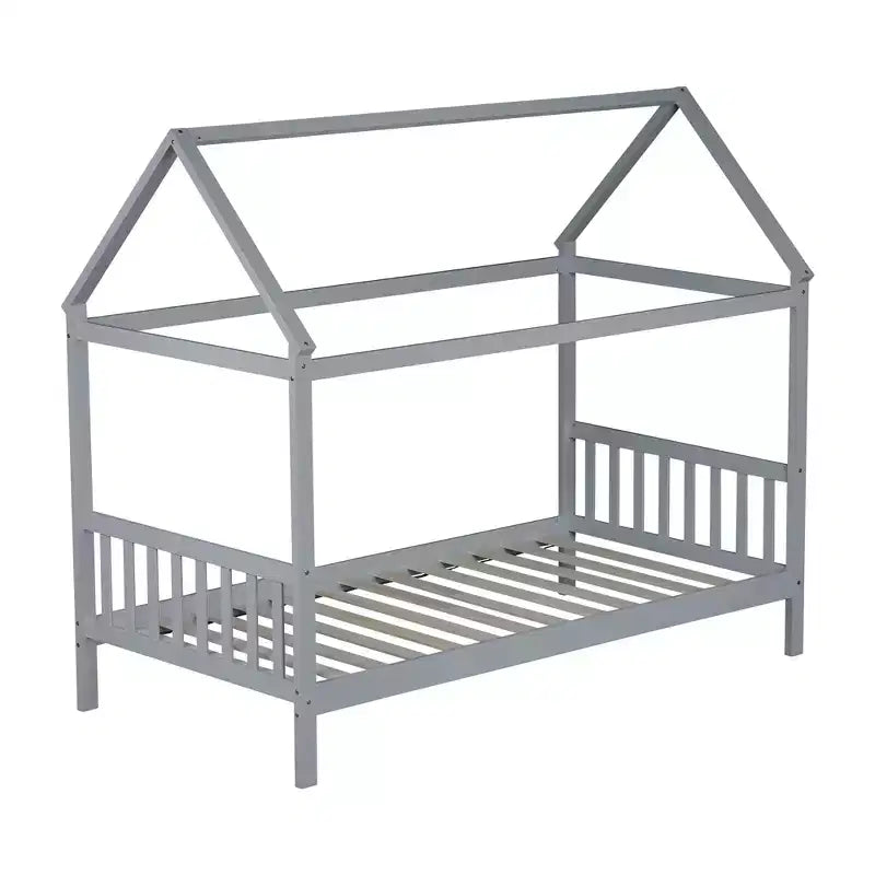 Twin House Bed with Headboard & Footboard – Kids Playhouse Bed Frame
