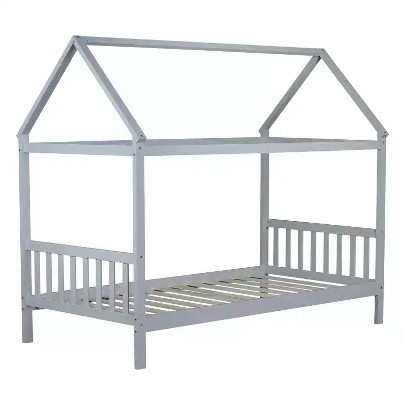 Twin House Bed with Headboard & Footboard – Kids Playhouse Bed Frame
