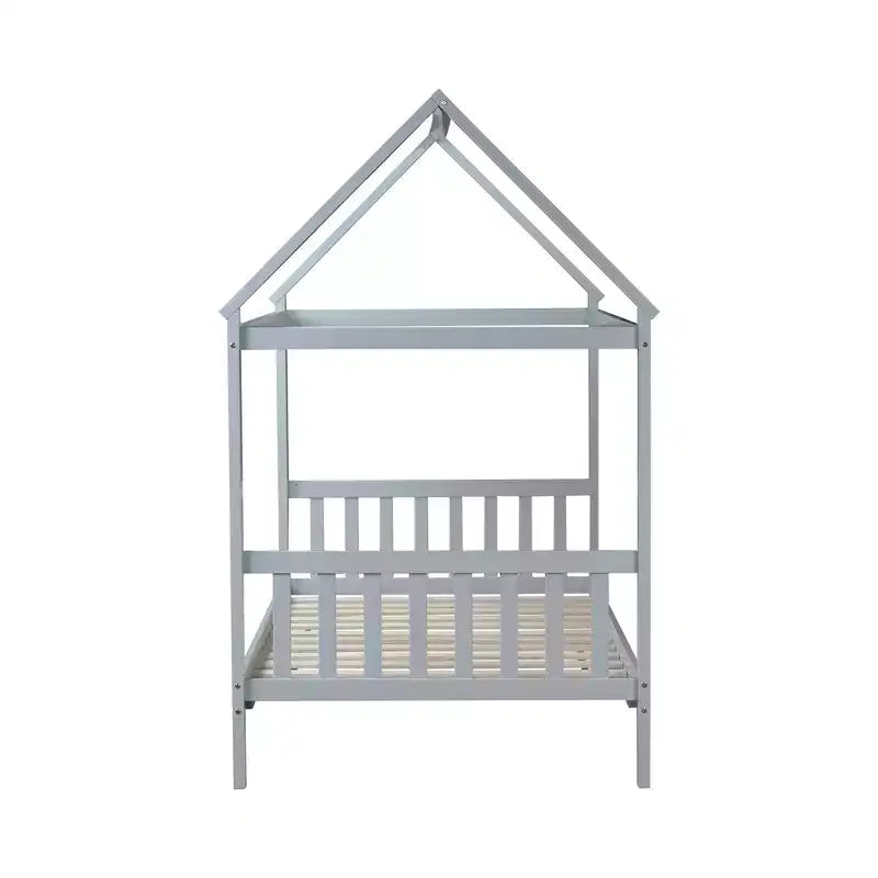 Twin House Bed with Headboard & Footboard – Kids Playhouse Bed Frame