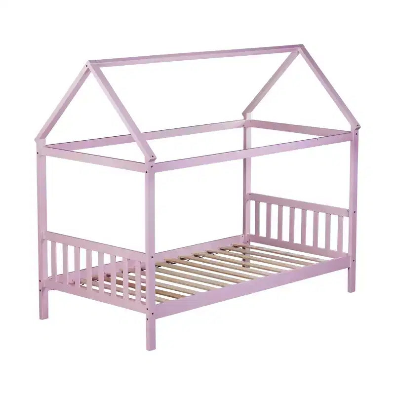 Twin House Bed with Headboard & Footboard – Kids Playhouse Bed Frame