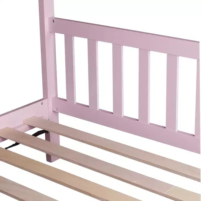 Twin House Bed with Headboard & Footboard – Kids Playhouse Bed Frame
