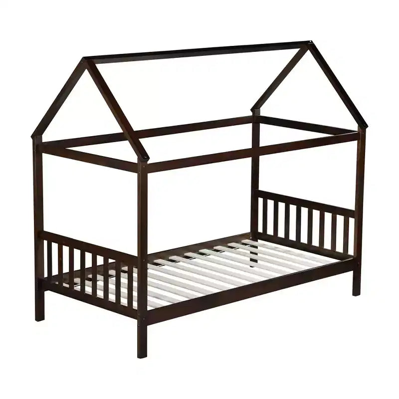 Twin House Bed with Headboard & Footboard – Kids Playhouse Bed Frame