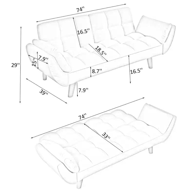3-Seat Polyester Blend Sofa with 3 Throw Pillows – Bedroom & Living Room