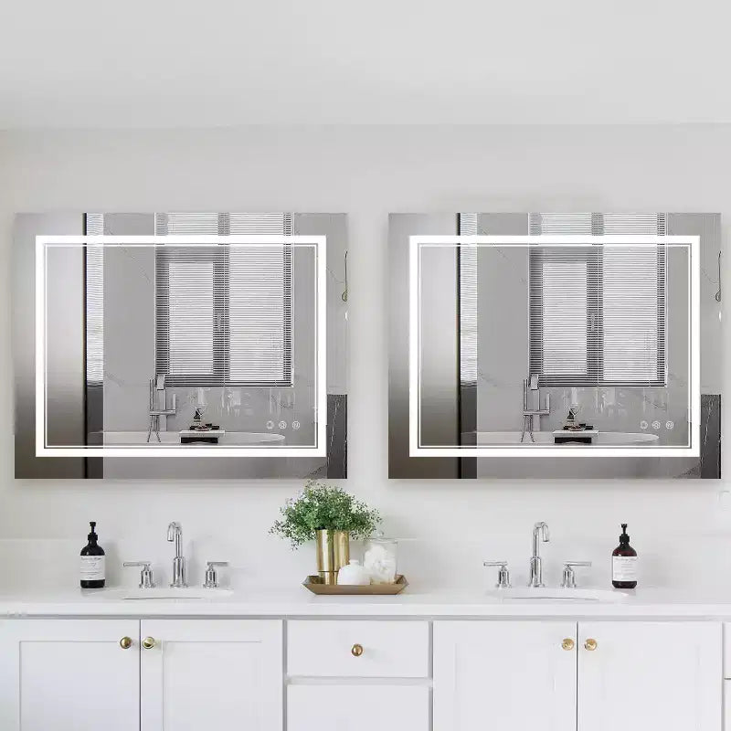 Miroir mural de salle de bain LED sans cadre de 36 pouces avec capteur tactile et anti-buée