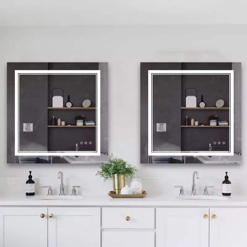 Miroir mural de salle de bain LED sans cadre de 36 pouces avec capteur tactile et anti-buée