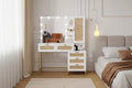 Vanity Table with Mirror and Lights, Power Outlet, 5 Drawers, 7 Shelves Storage, 3 Light Modes Dressing Table