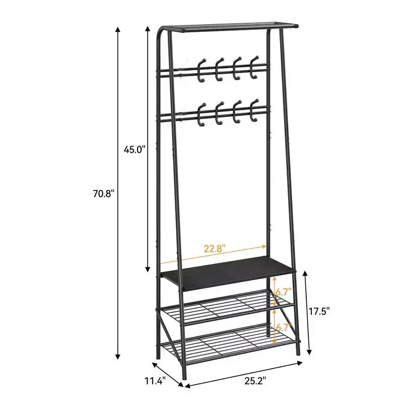 Hall Trees Entryway Bench with Storage, Multifunctional Hallway Organizer, Accent Furniture with Metal Frame