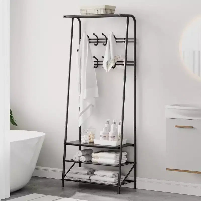Hall Trees Entryway Bench with Storage, Multifunctional Hallway Organizer, Accent Furniture with Metal Frame