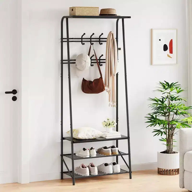 Hall Trees Entryway Bench with Storage, Multifunctional Hallway Organizer, Accent Furniture with Metal Frame