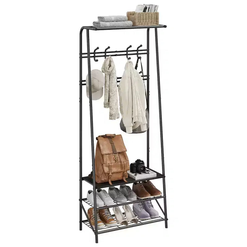 Hall Trees Entryway Bench with Storage, Multifunctional Hallway Organizer, Accent Furniture with Metal Frame