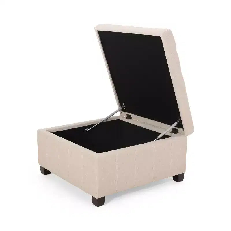 Lastoro Contemporary Fabric Tufted Upholstered Storage Ottoman – Living Room Footrest