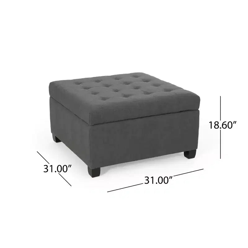 Lastoro Contemporary Fabric Tufted Upholstered Storage Ottoman – Living Room Footrest