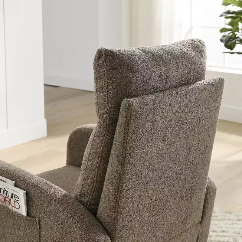 Fauteuil à bascule rembourré à dossier haut moderne avec 2 poches de rangement latérales – 70 cm