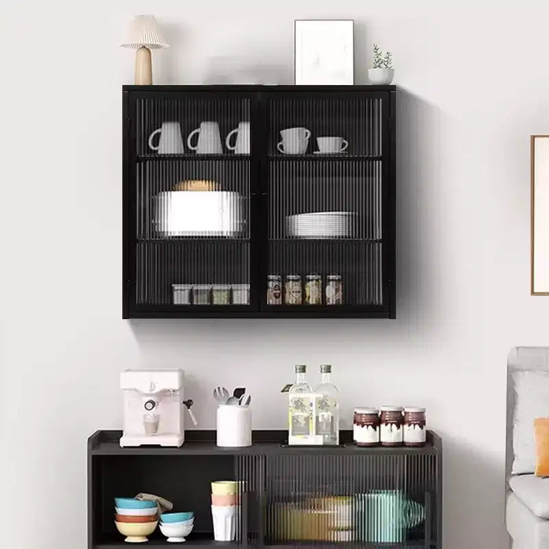 Meuble Mural Moderne avec Deux Portes Vitrées – Rangement pour Salle de Bain et Cuisine