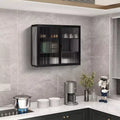 Modern Wall-Mounted Bathroom Cabinet with Double Glass Doors, Versatile Storage Solution for Kitchen Utensils and Spice Jars, Suitable for Bathroom