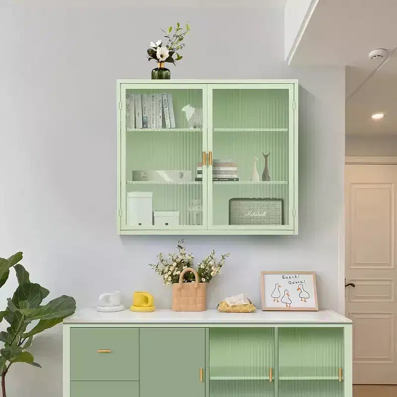 Meuble Mural Moderne avec Deux Portes Vitrées – Rangement pour Salle de Bain et Cuisine