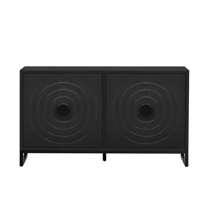 Vaisselier Buffet Luxueux avec 4 Portes à Motif Nid d'Abeille – Rangement Salle à Manger