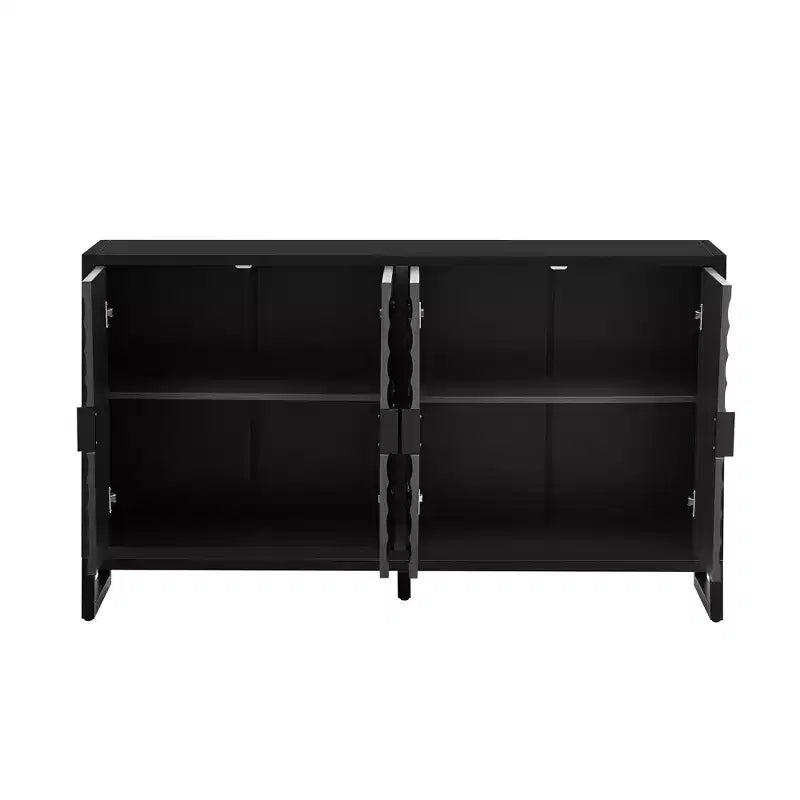 Vaisselier Buffet Luxueux avec 4 Portes à Motif Nid d'Abeille – Rangement Salle à Manger