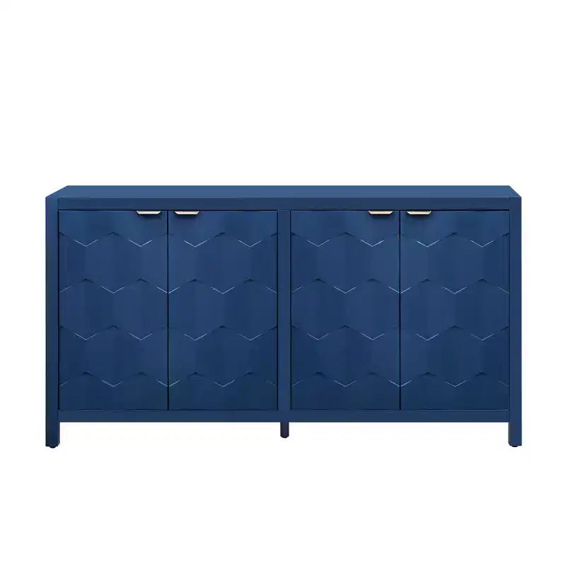 Vaisselier Buffet Luxueux avec 4 Portes à Motif Nid d'Abeille – Rangement Salle à Manger