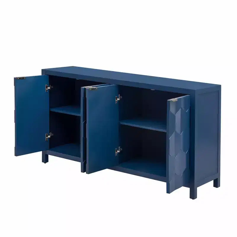 Vaisselier Buffet Luxueux avec 4 Portes à Motif Nid d'Abeille – Rangement Salle à Manger