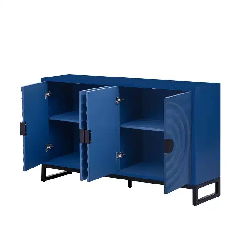 Vaisselier Buffet Luxueux avec 4 Portes à Motif Nid d'Abeille – Rangement Salle à Manger