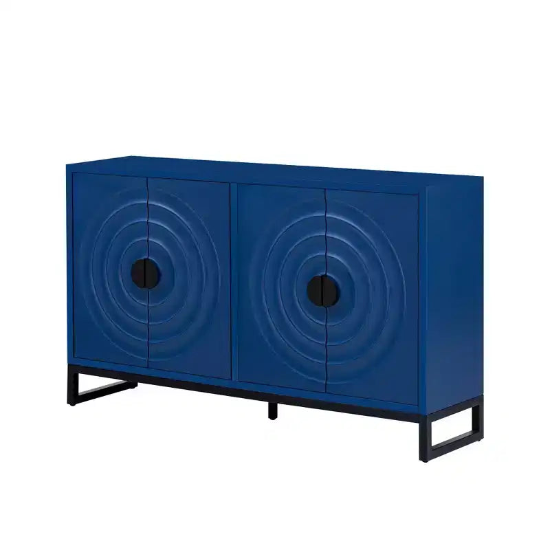 Vaisselier Buffet Luxueux avec 4 Portes à Motif Nid d'Abeille – Rangement Salle à Manger