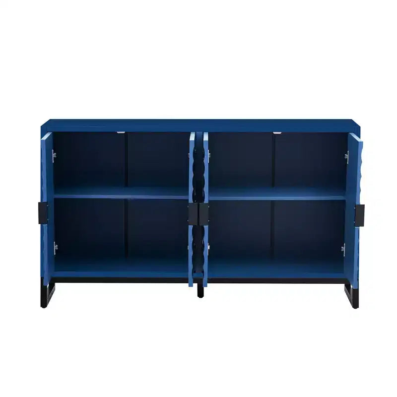 Vaisselier Buffet Luxueux avec 4 Portes à Motif Nid d'Abeille – Rangement Salle à Manger