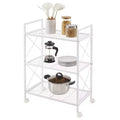 3-Tier Industrial Metal Storage Rack with Wheels - 23.6 Wide Mesh Shelving Unit for Kitchen, Bathroom, Entryway
