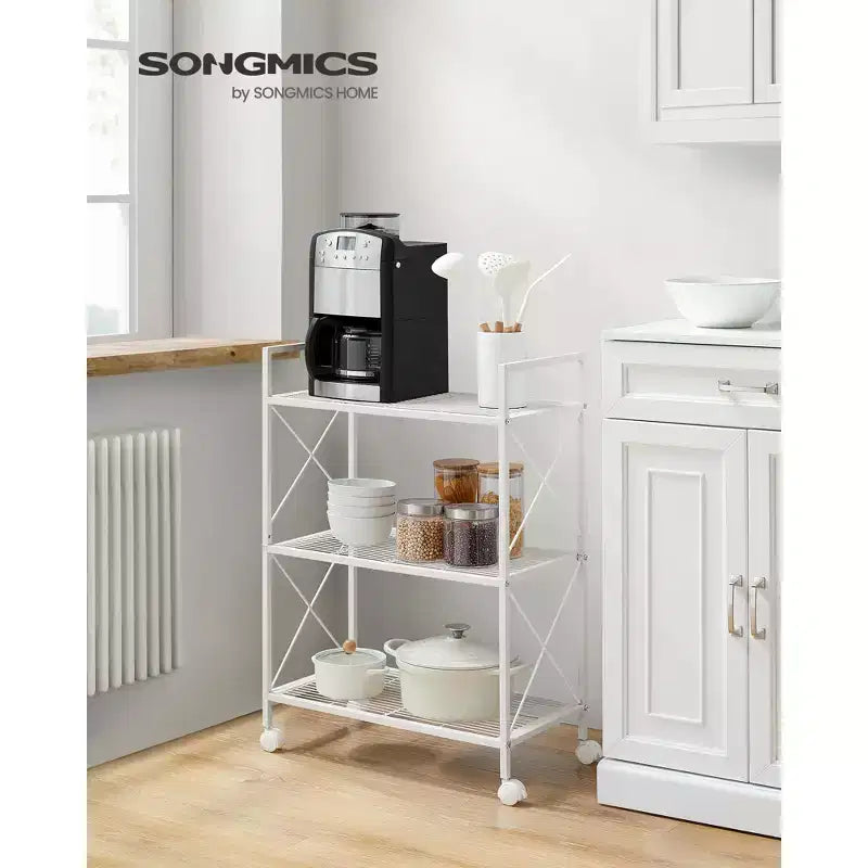 Étagère de rangement industrielle en métal à 3 niveaux avec roulettes - Unité de rayonnage en maille de 60 cm de large pour cuisine, salle de bain, entrée